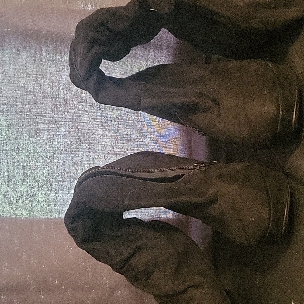 Black knee high heel boots